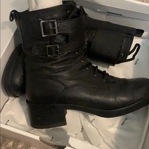 Leather combat boots